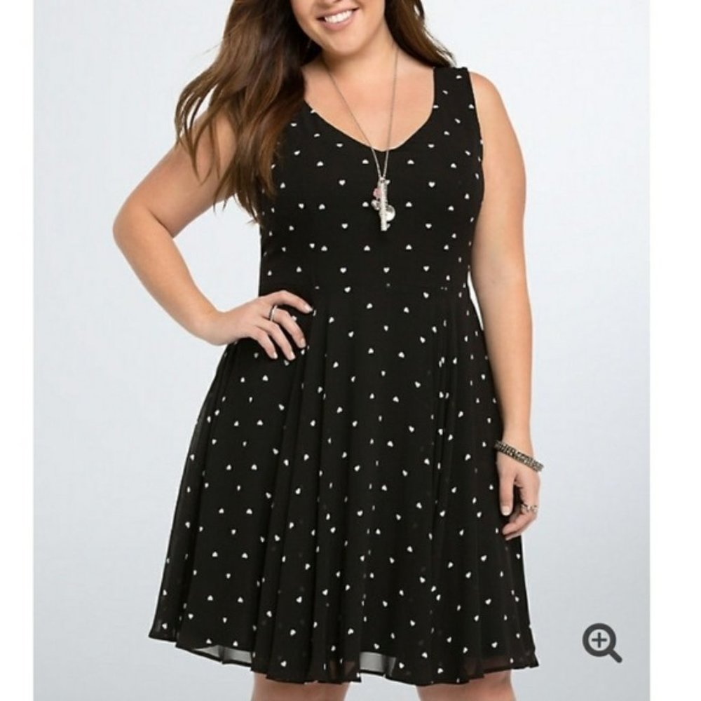 Torrid Heart Print Chiffon Flounce Skater Dress